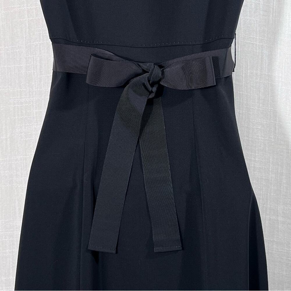Elie Tahari Black Wool Blend A-Line Dress Size 0 Filigree Belt Sleeveless - Picture 12 of 14
